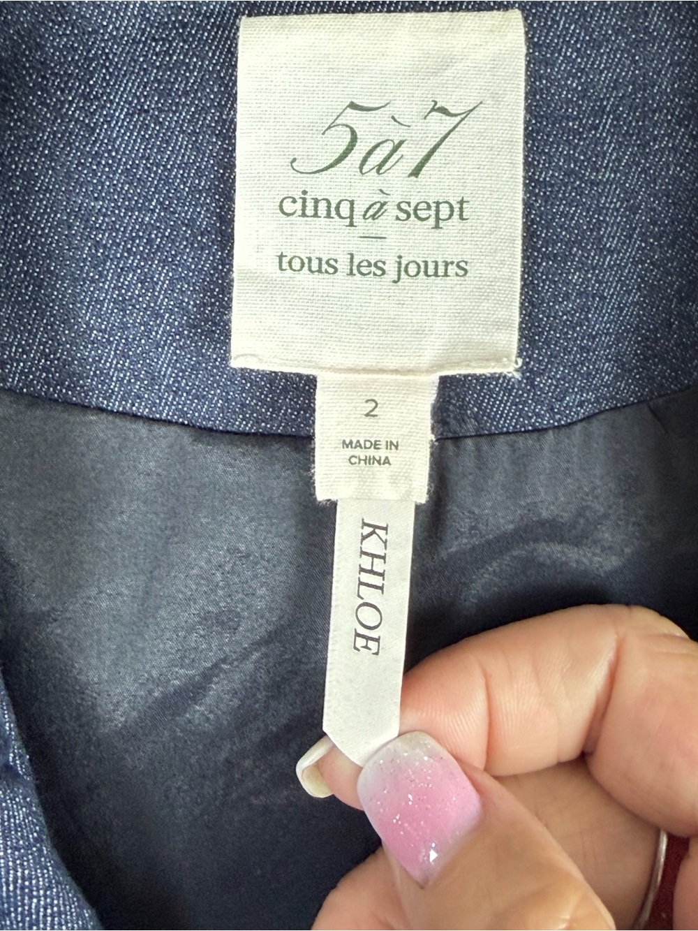 Cinq a Sept NWOT “Khloe” Women's Denim Mixed Media Indigo Jacket Size 2. - Picture 4 of 16